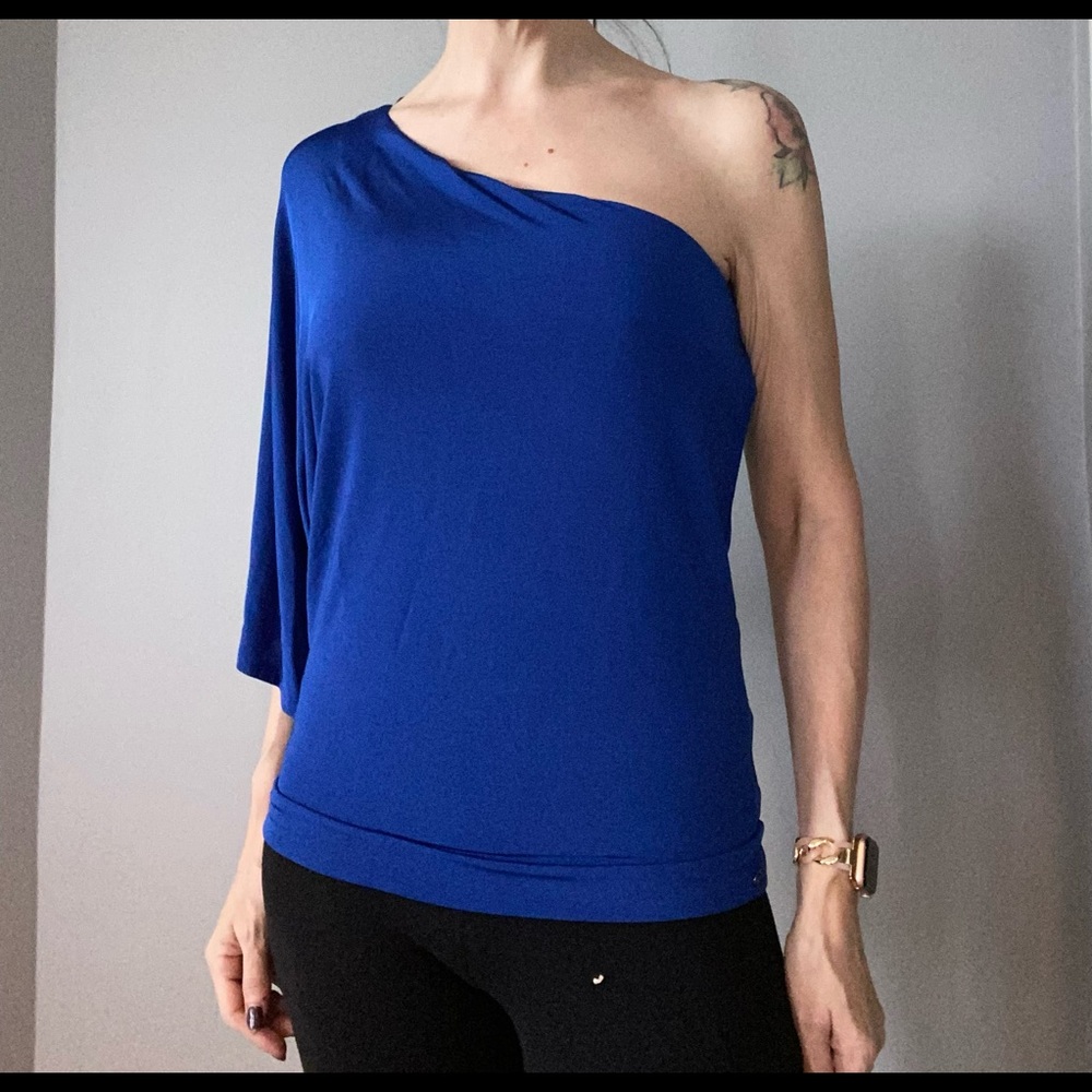 Guess one-shoulder electric blue top vintage y2k